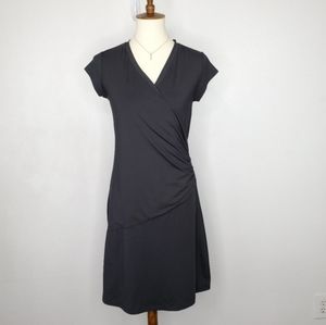 Athleta Black Athleisure Sporty Nectar Pullover Surplice V-Neck Dress, S